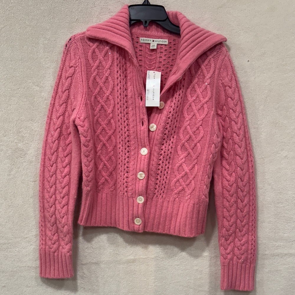 Tommy Hilfiger Pink Button-Up Cardigan